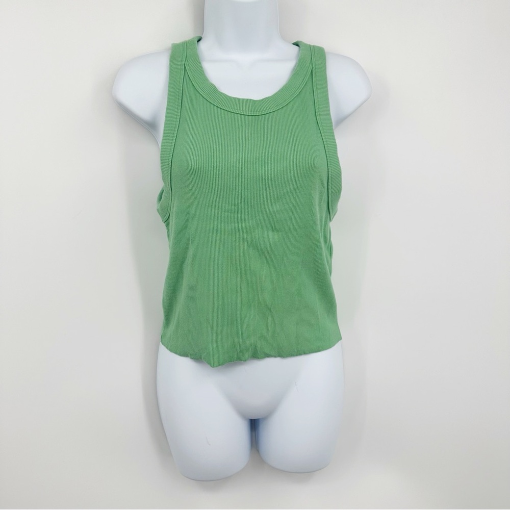 Aerie Green Cropped Tank Top Size XL Summer Bright